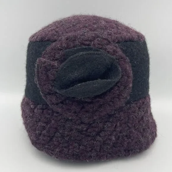 Platania Women’s Hat Made In Italy Purple Wool Blend Flower One Size - Picture 1 of 10